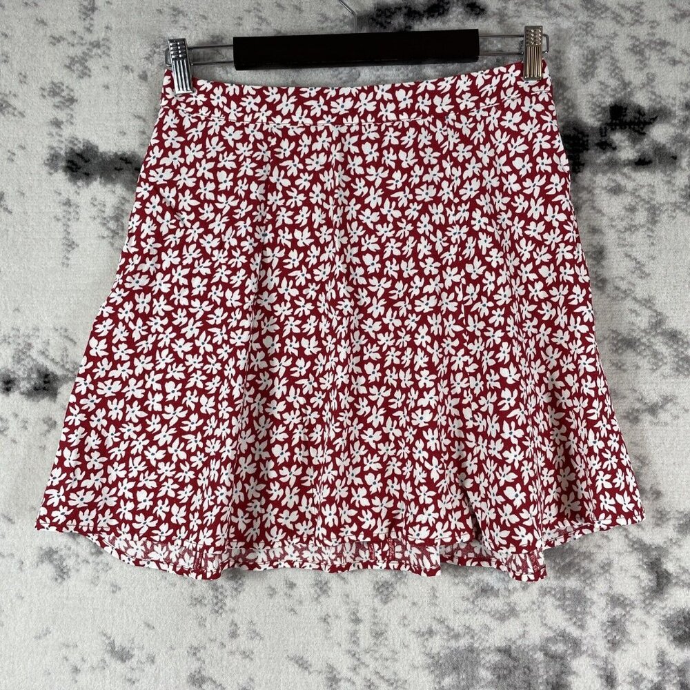 Reformation Red and White Floral Mini Skirt